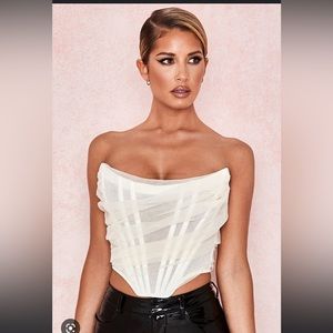 House of CB Melinda ivory mesh corset top
